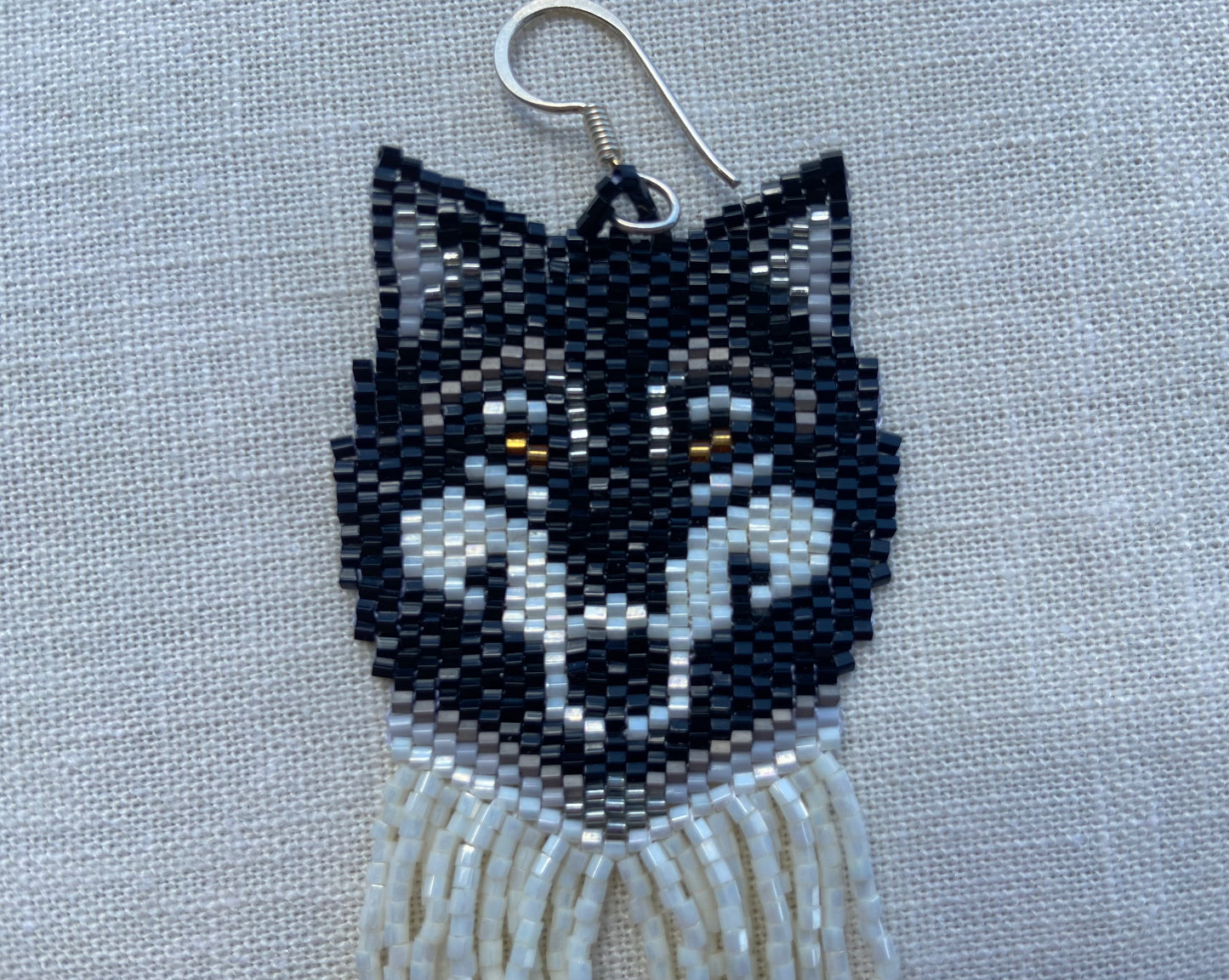 Beaded Wolf Earrings