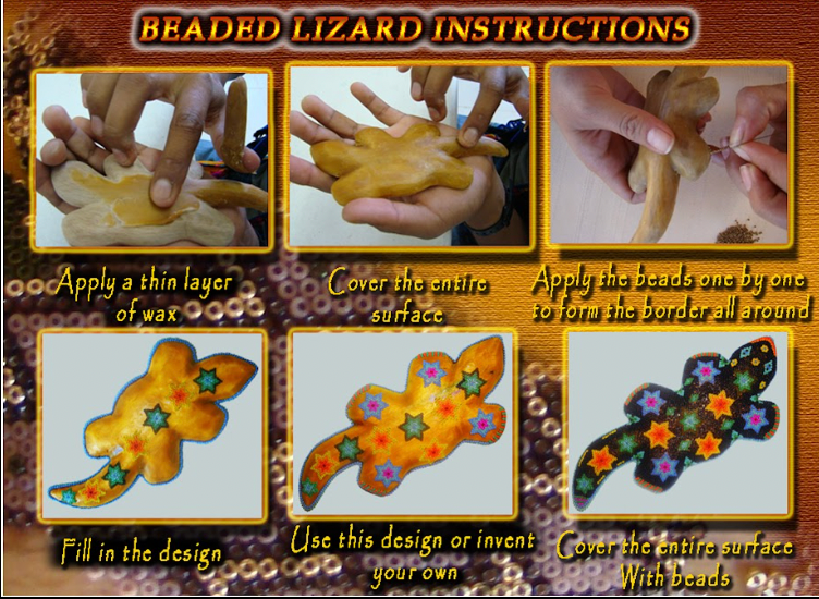 Blue and Yellow Star Make Your Own Huichol Lizard