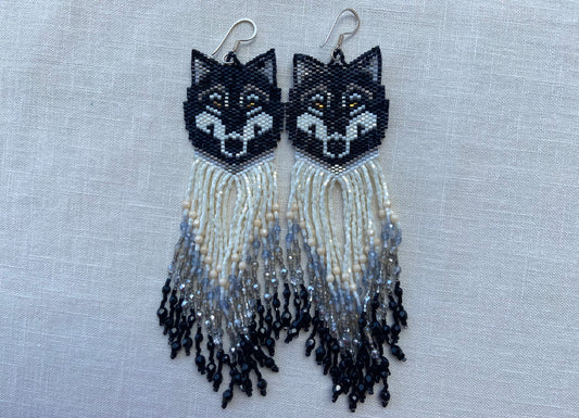 Beaded Wolf Earrings