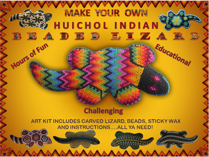 Rainbow Make Your Own Huichol Beaded Lizard